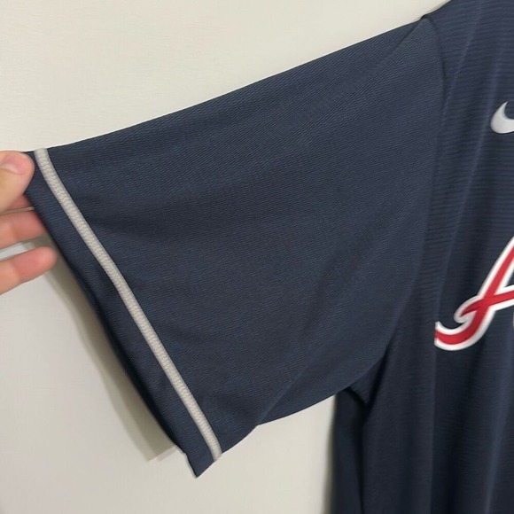 NWT Nike Mens Blue Atlanta Braves Ronald Acuña Jr. Button Front Jersey Large - Picture 3 of 8